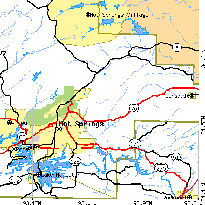Zip code 71901 close-up map