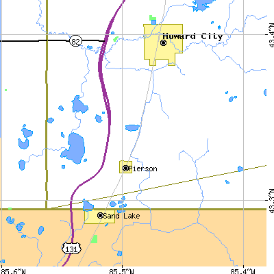 Zip code 49339 close-up map