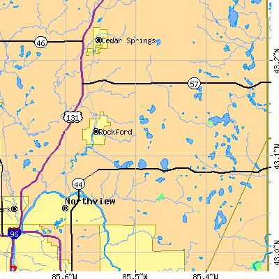 Zip code 49341 close-up map