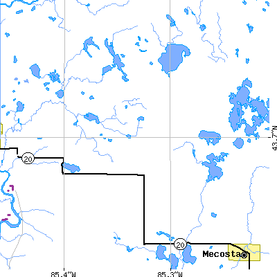 Zip code 49342 close-up map