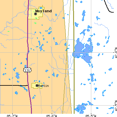 Zip code 49344 close-up map