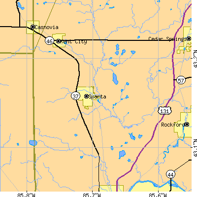 Zip code 49345 close-up map