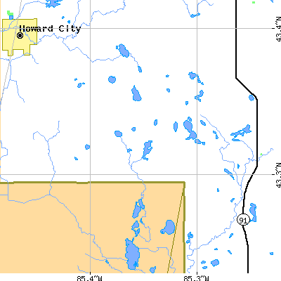 Zip code 49347 close-up map