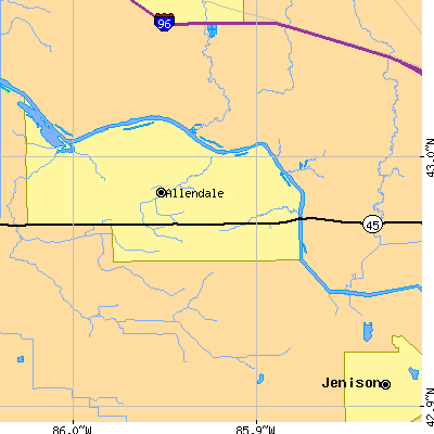 Zip code 49401 close-up map