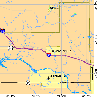 Zip code 49404 close-up map