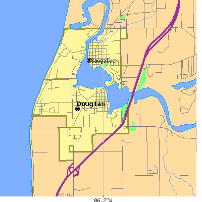 Zip code 49406 close-up map