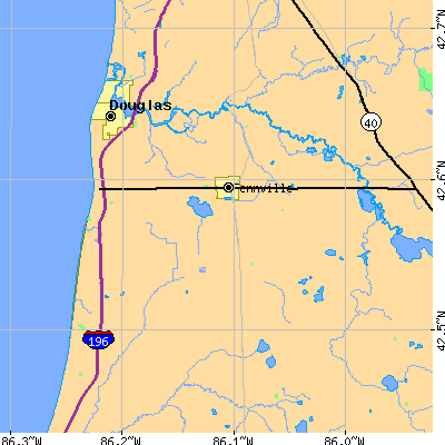Zip code 49408 close-up map
