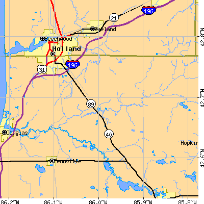 Zip code 49419 close-up map
