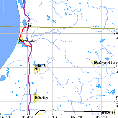Zip code 49420 close-up map