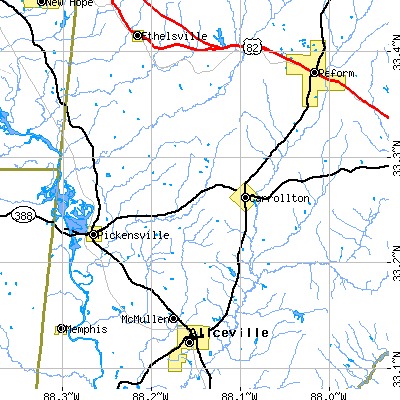 Zip code 35447 close-up map