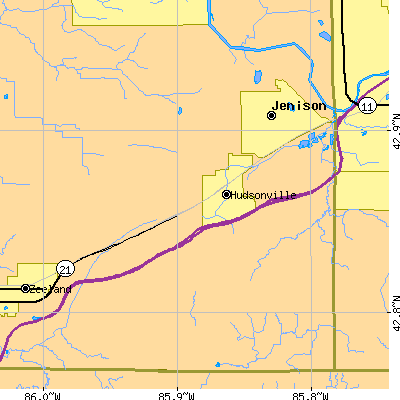 Zip code 49426 close-up map