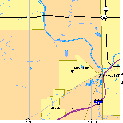 Zip code 49428 close-up map