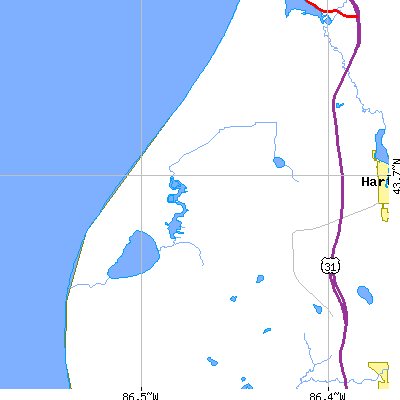 Zip code 49436 close-up map