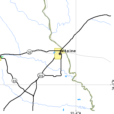 Zip code 71922 close-up map