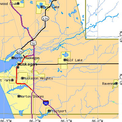 Zip code 49442 close-up map
