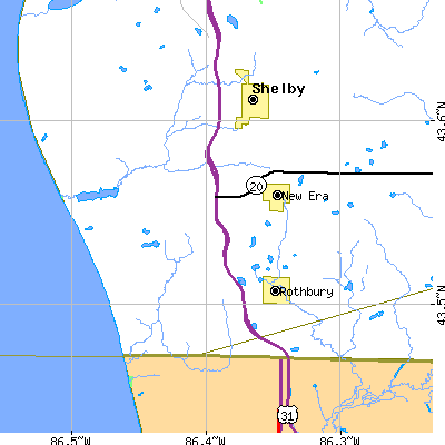 Zip code 49446 close-up map