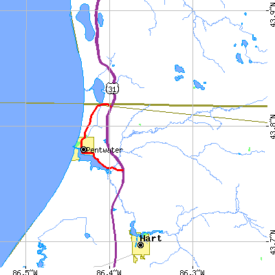 Zip code 49449 close-up map