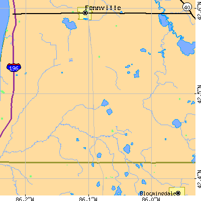Zip code 49450 close-up map