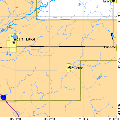 Zip code 49451 close-up map