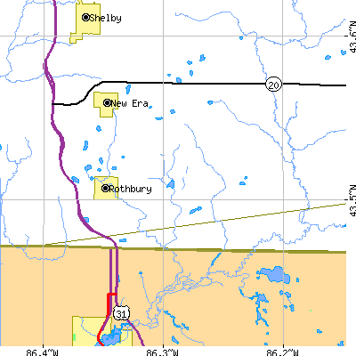 Zip code 49452 close-up map