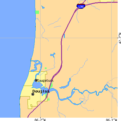 Zip code 49453 close-up map