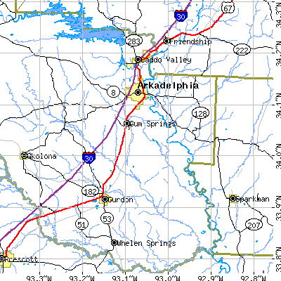 Zip code 71923 close-up map