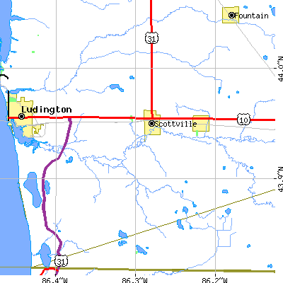 Zip code 49454 close-up map