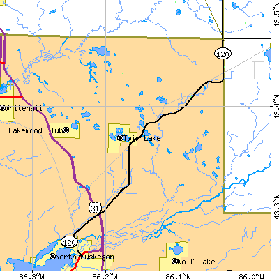 Zip code 49457 close-up map