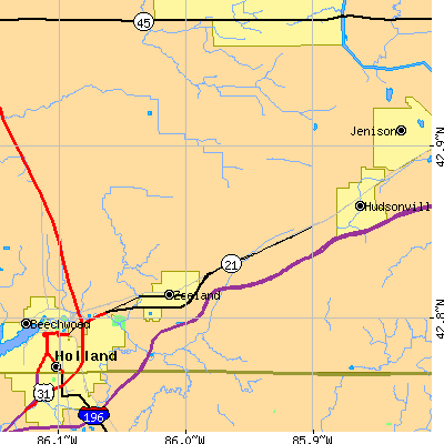 Zip code 49464 close-up map