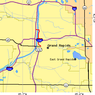 Zip code 49503 close-up map