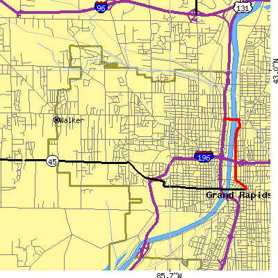 Zip code 49504 close-up map