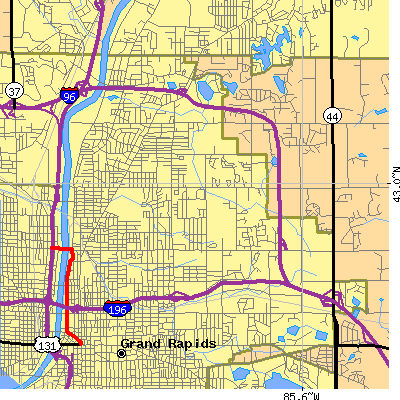 Zip code 49505 close-up map