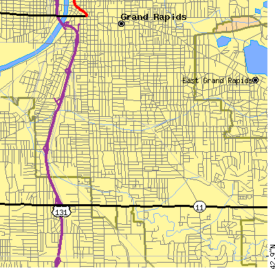 Zip code 49507 close-up map