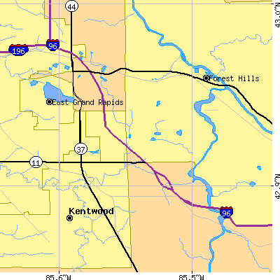 Zip code 49546 close-up map