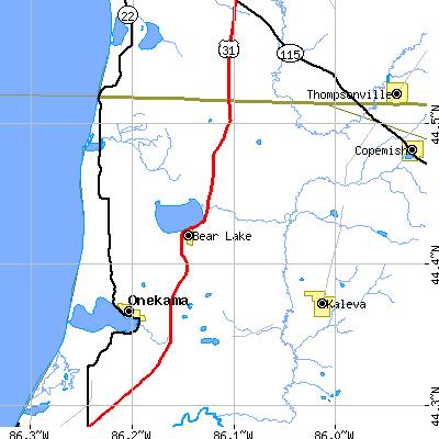 Zip code 49614 close-up map