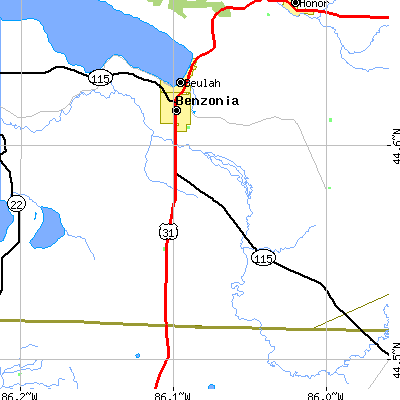 Zip code 49616 close-up map