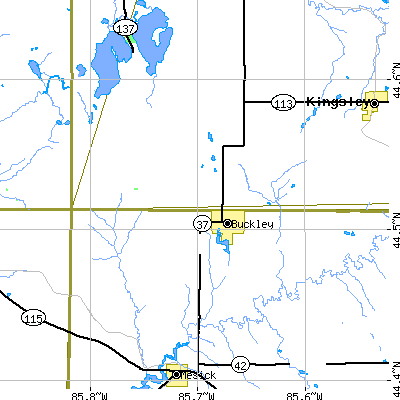 Zip code 49620 close-up map