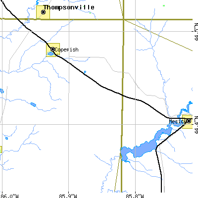 Zip code 49625 close-up map