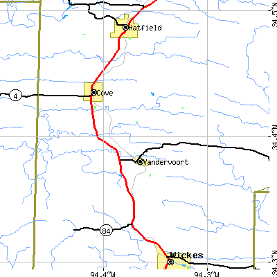 Zip code 71937 close-up map