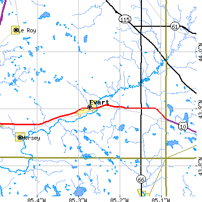 Zip code 49631 close-up map