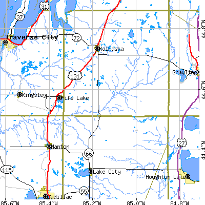 Zip code 49633 close-up map