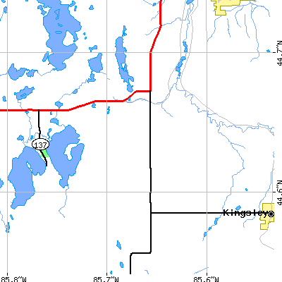 Zip code 49637 close-up map