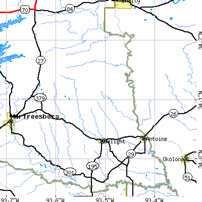 Zip code 71940 close-up map
