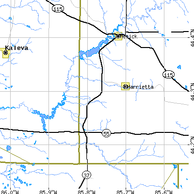 Zip code 49638 close-up map