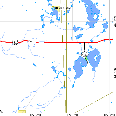 Zip code 49643 close-up map
