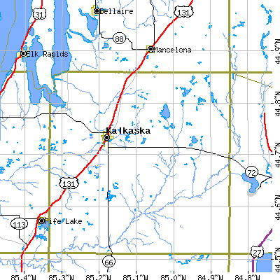 Zip code 49646 close-up map