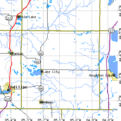 Zip code 49651 close-up map
