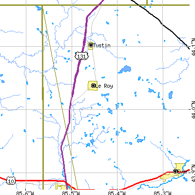 Zip code 49655 close-up map