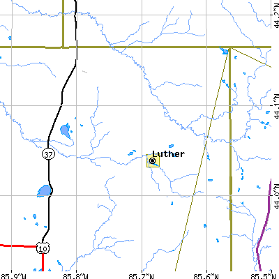 Zip code 49656 close-up map