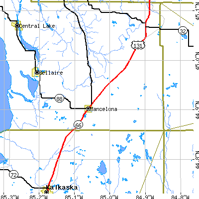 Zip code 49659 close-up map